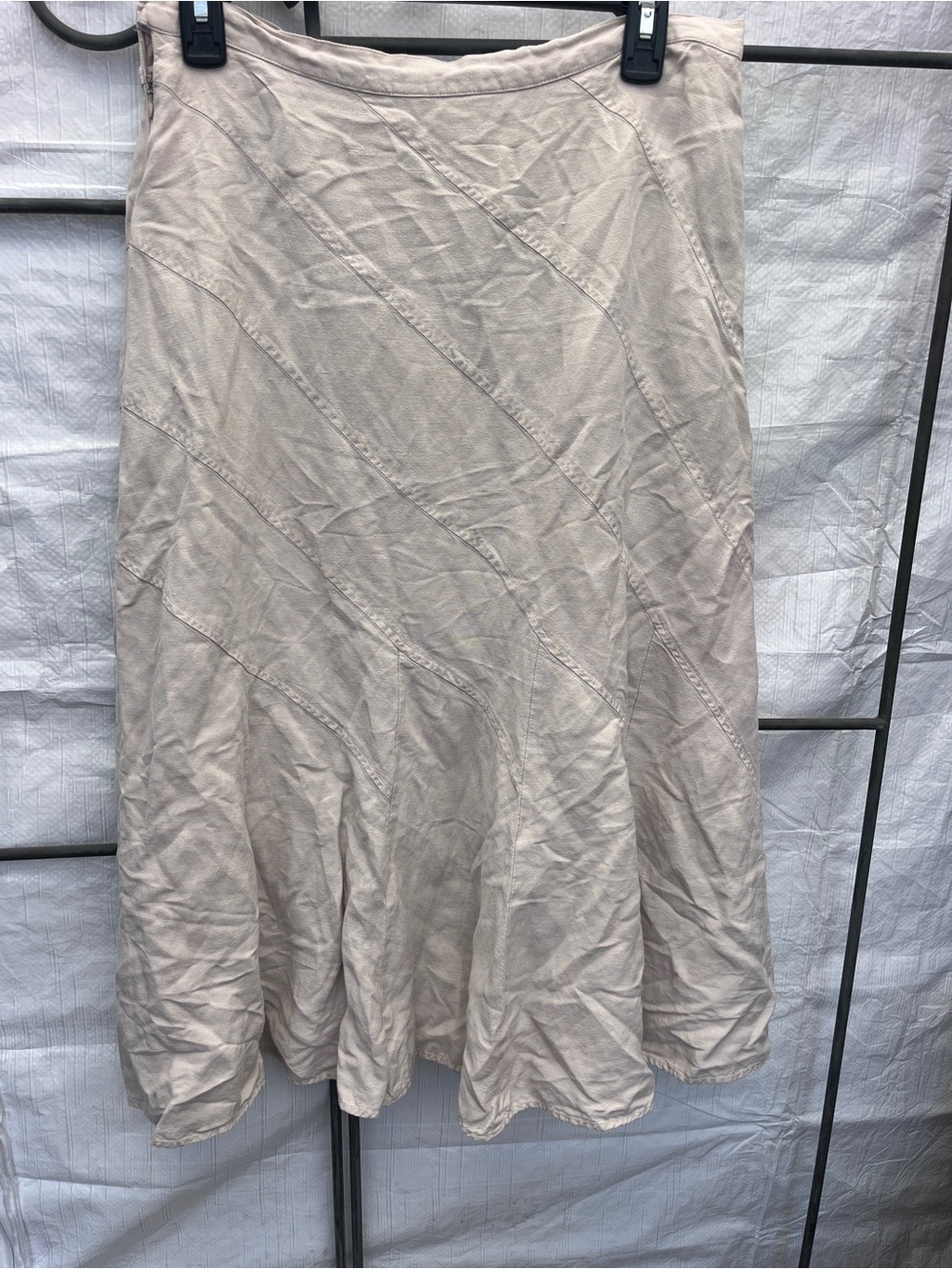 Neutral Beige A-Line Patchwork Panel Skirt